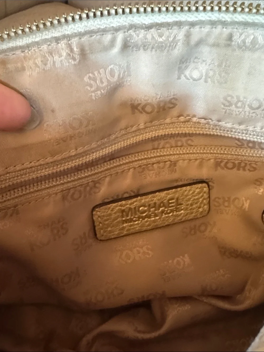 Michael Kors Metallic Gold Logo Satchel with Crossbody Strap